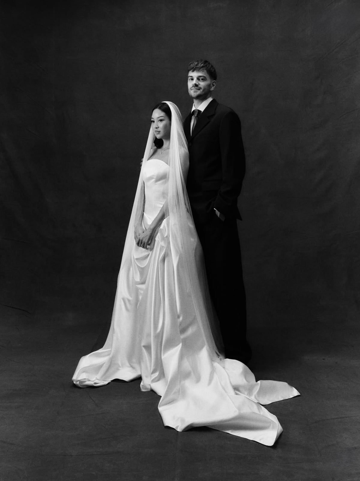 Strapless Satin Ball Gown Wedding Dress with Side Draping