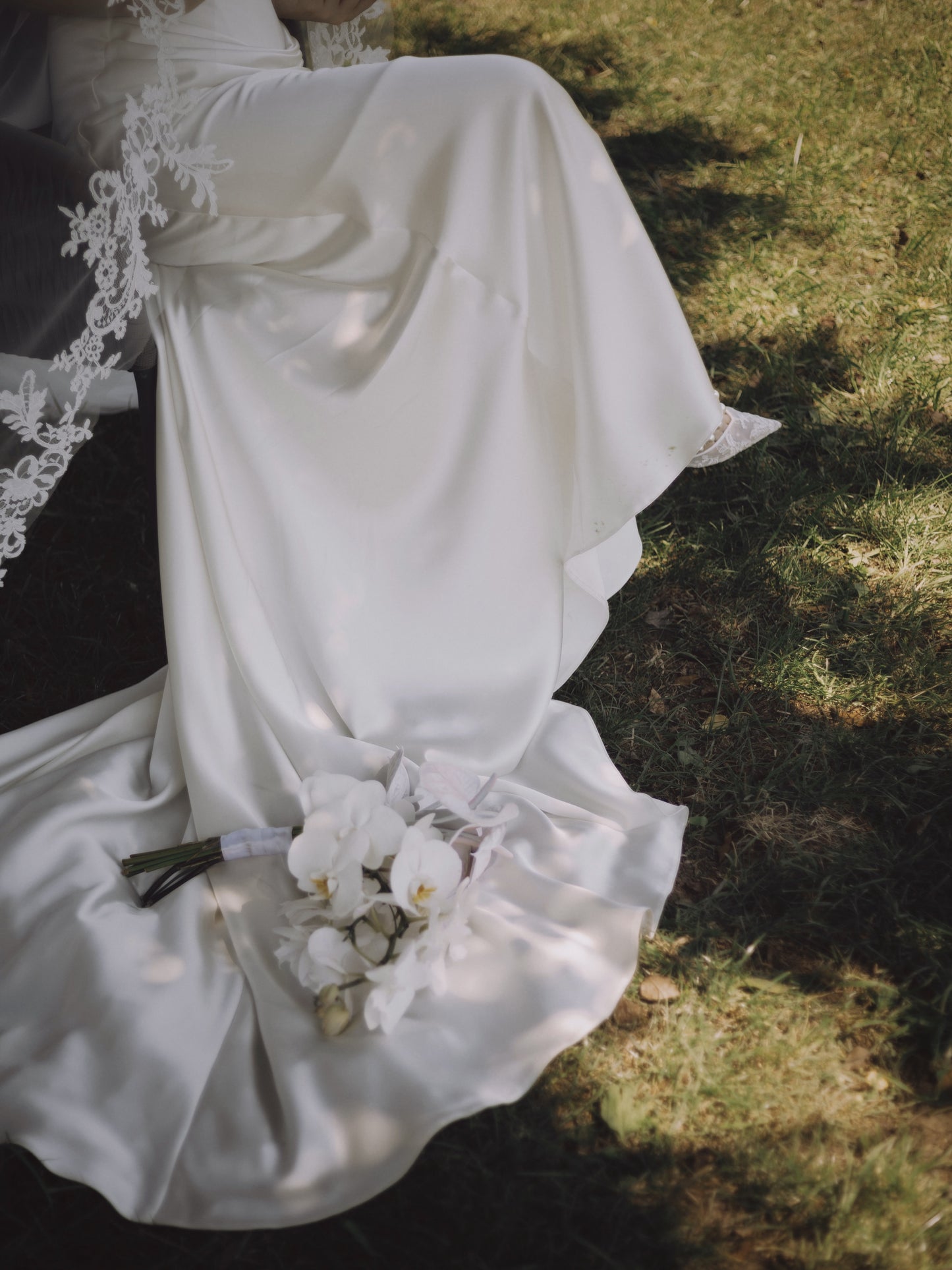 Off-the-Shoulder Satin Wedding Dress