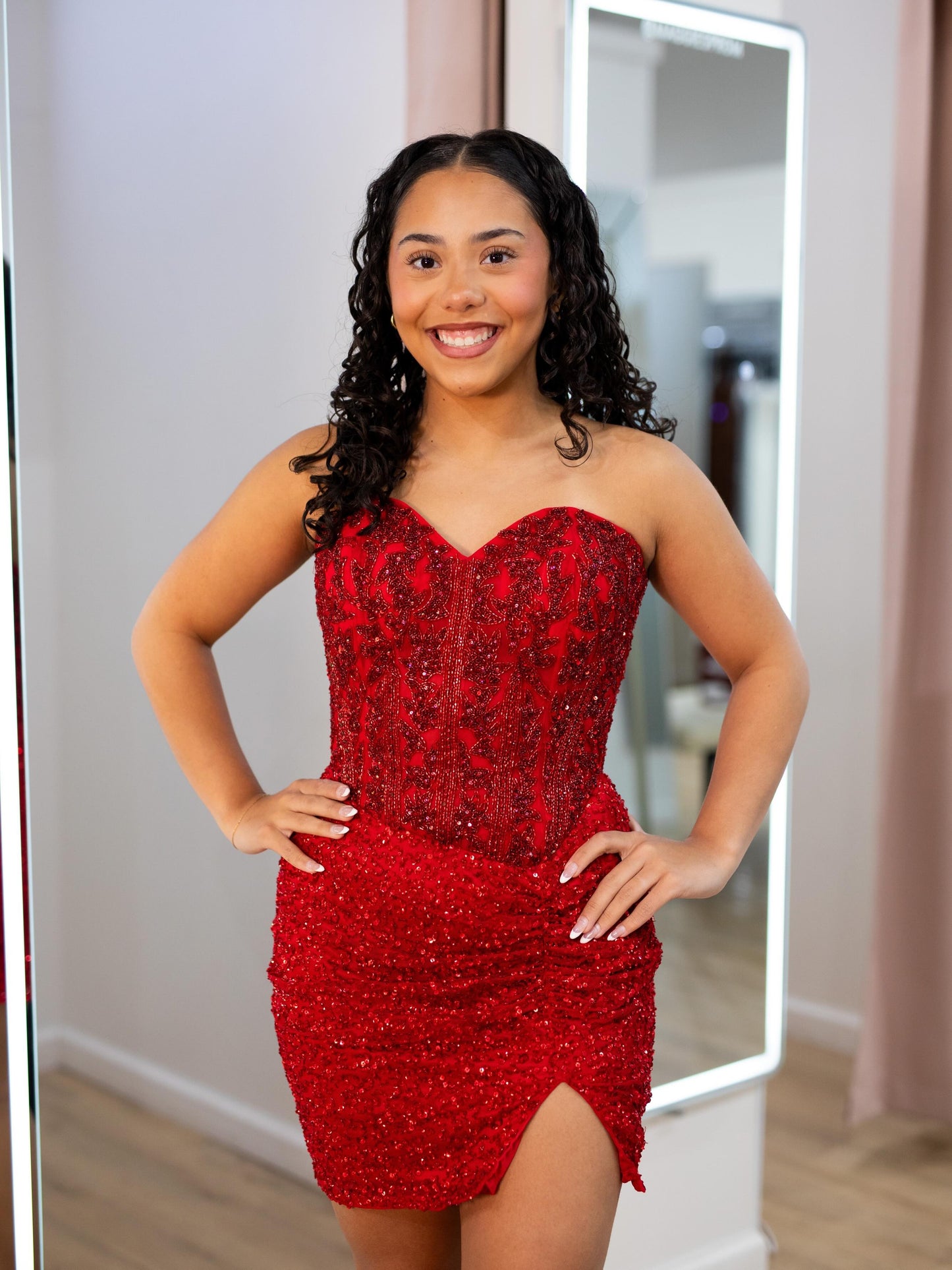 Sweetheart Beaded Corset Mini Prom Dress