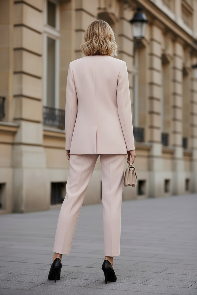 Single-Button Tailored Pantsuit Set