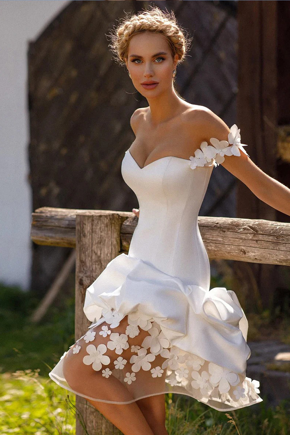 Sweetheart Off-the-Shoulder Bubble Wedding Dress