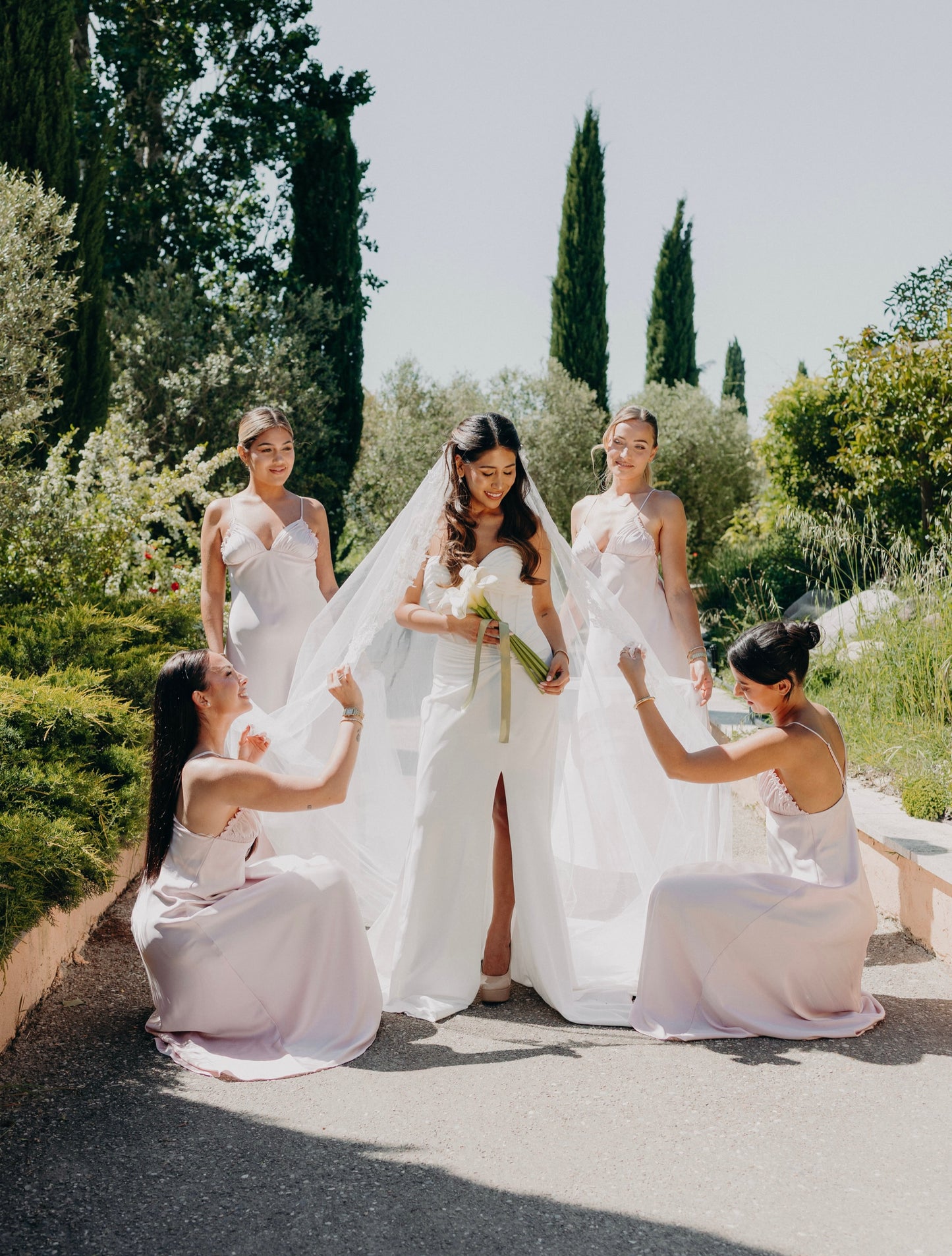 Strapless Sweetheart Ruched Wedding Dress with Slit
