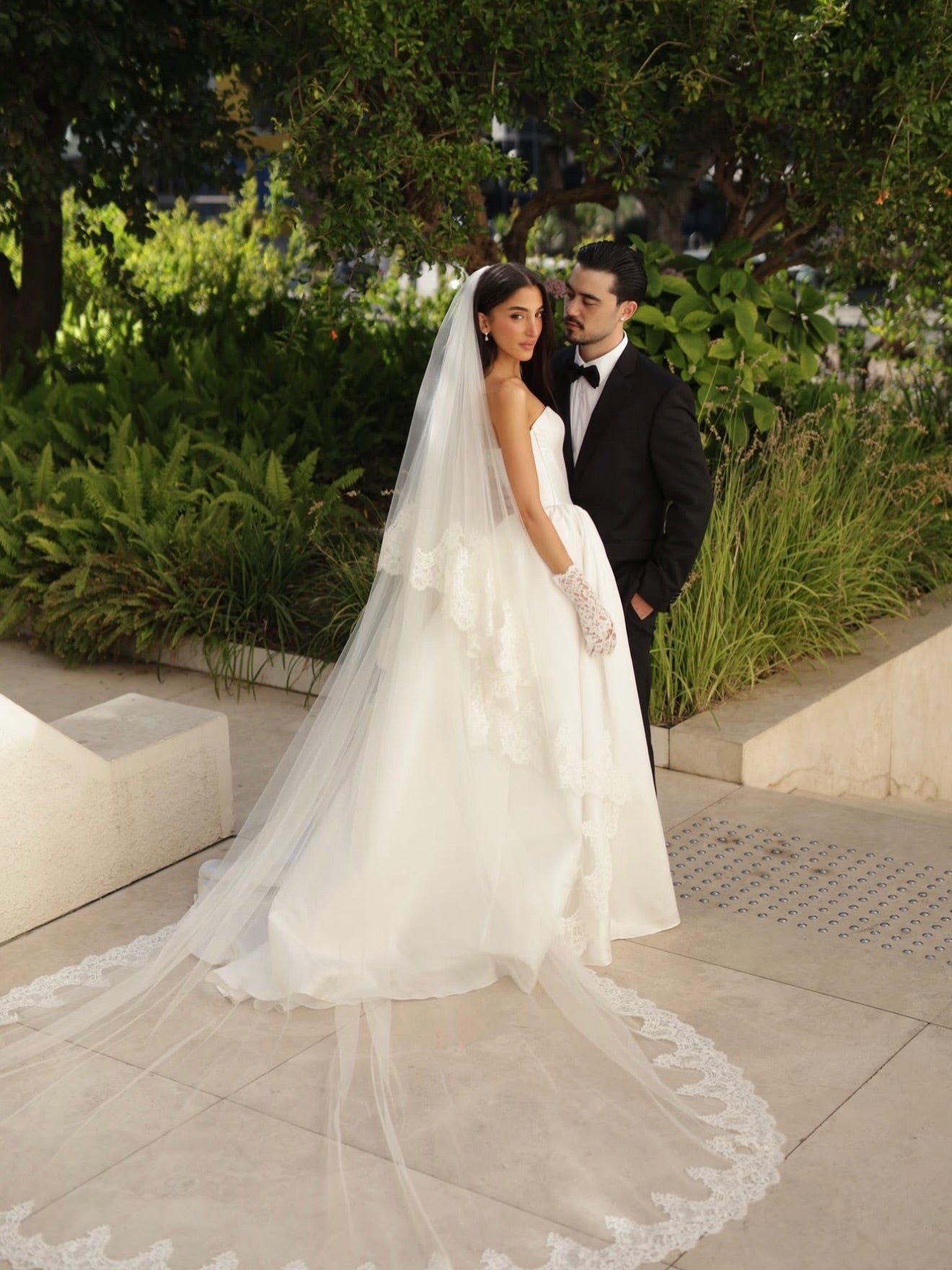 Strapless Basq-Waist Satin Ball Gown Wedding Dress