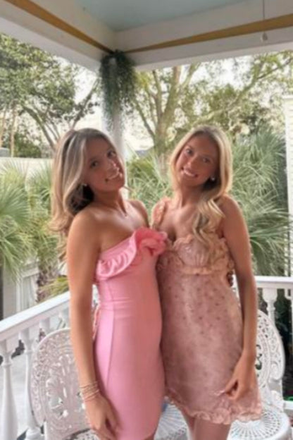 Strapless Ruffle Bodycon Mini Dress