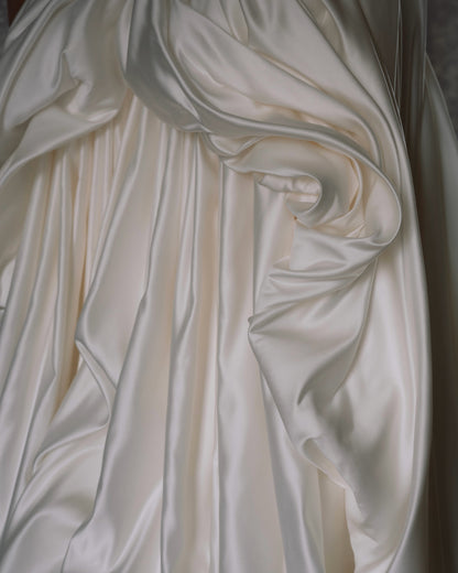 Strapless Ruched Ball Gown Wedding Dress with Train