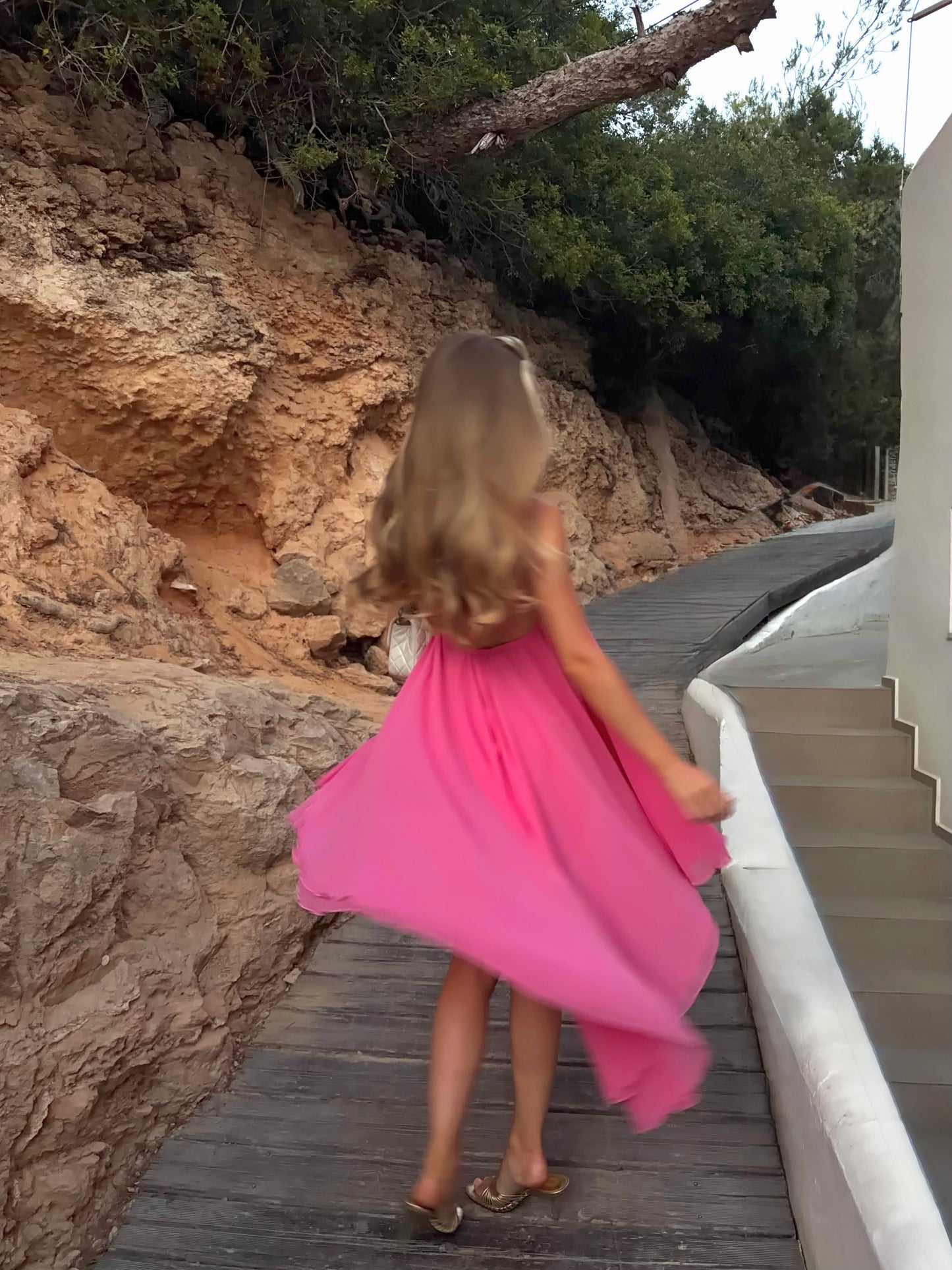 Halter Deep V-Neck Backless Chiffon High-Low Dress