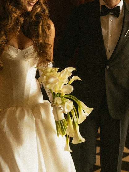 Strapless Satin A-Line Wedding Dress with Train