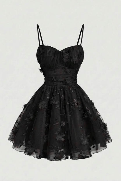 Sweetheart 3D Floral Applique Short A-Line Dress
