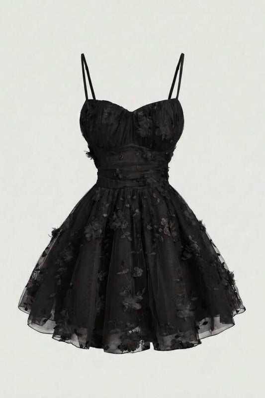 Sweetheart 3D Floral Applique Short A-Line Dress