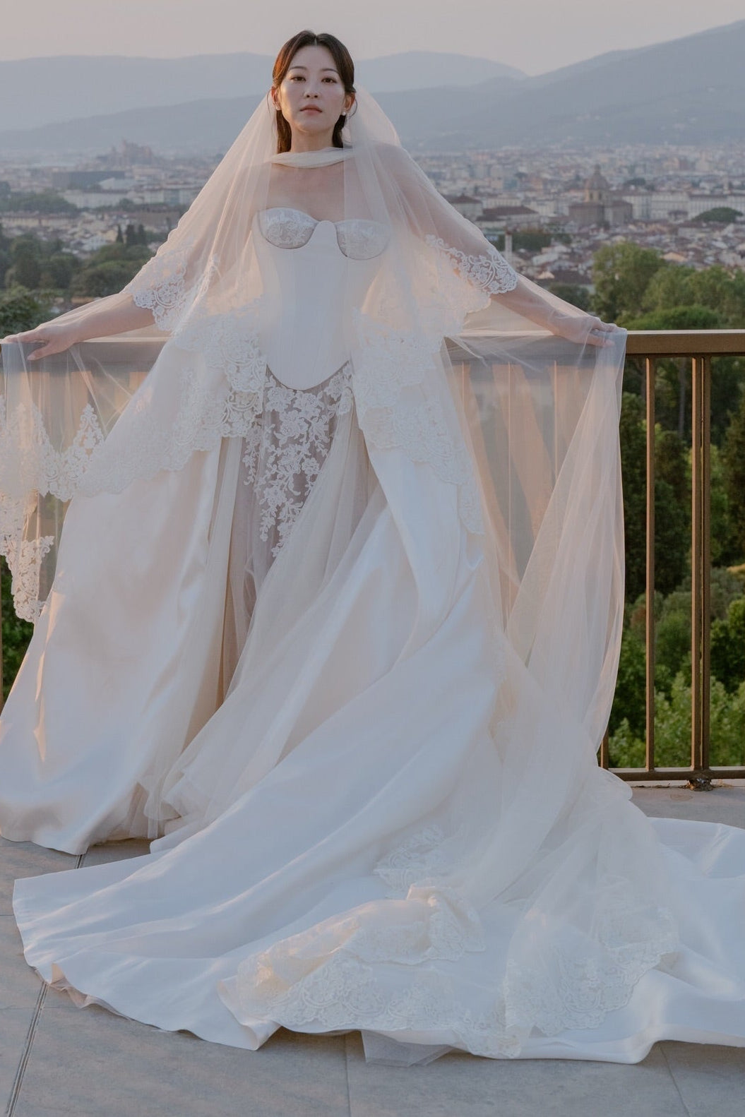 Corset Wedding Dress with Lace Inset and Train