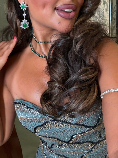 Sequin Mermaid Bodice Tulle Evening Gown