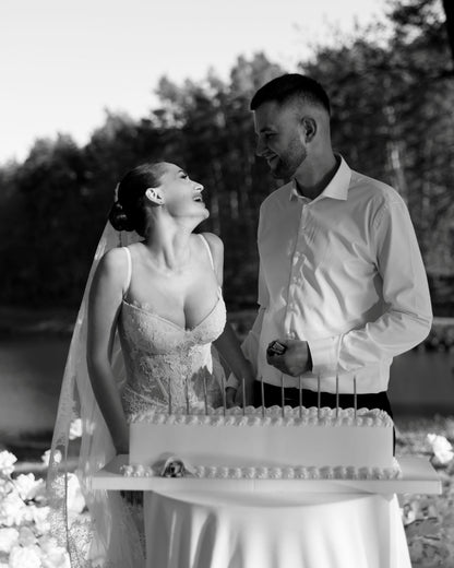 Lace Corset Mermaid Wedding Dress with Sleeves
