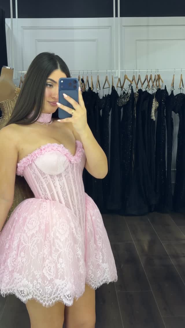 Lace Corset Mini Dress with Bubble Skirt