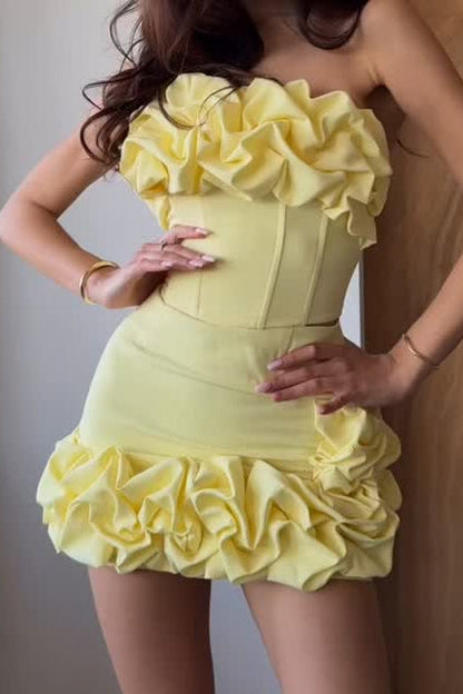 Strapless Corset Mini Dress with Ruffled Hem