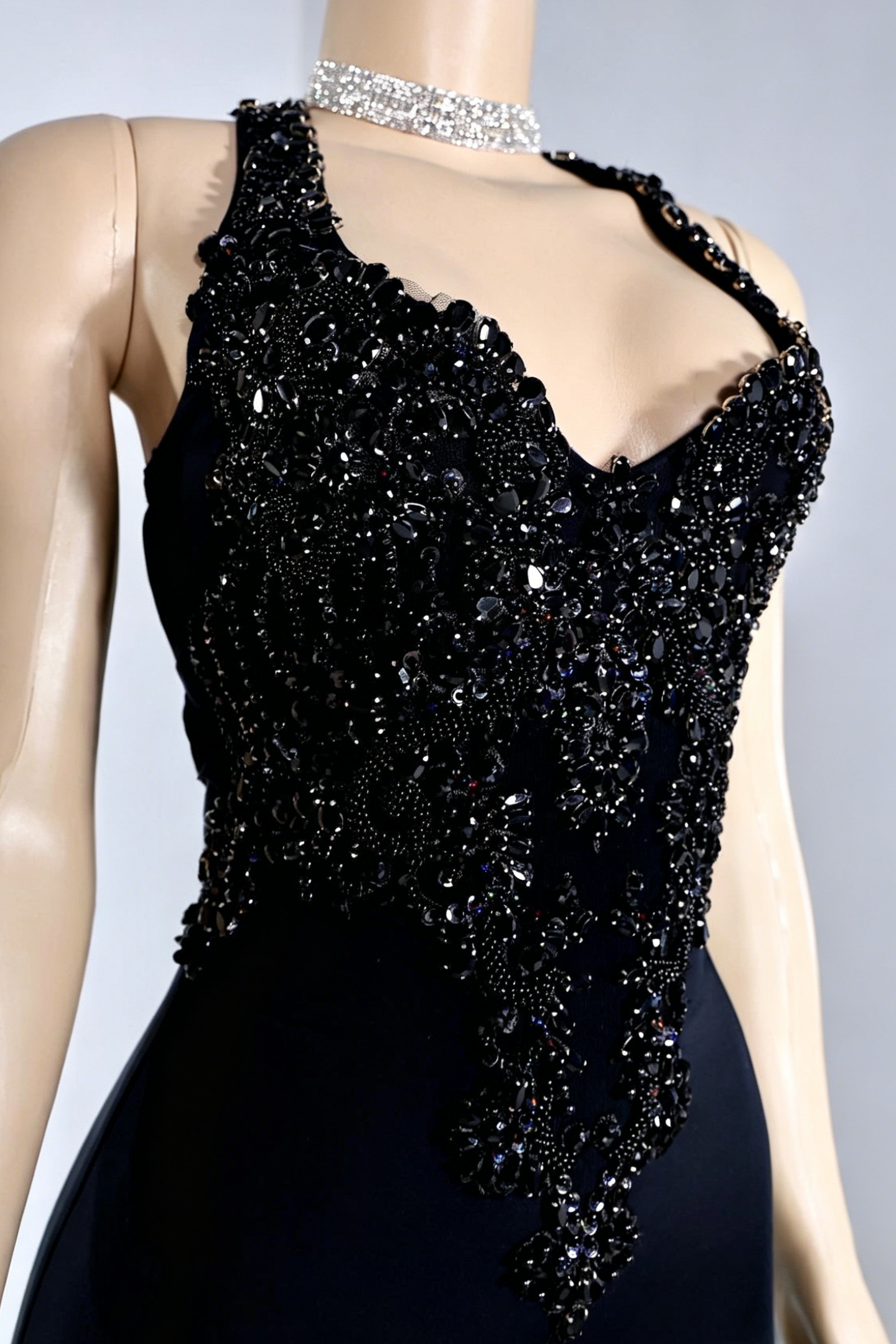 Halter Neck Beaded Open Back Mini Dress