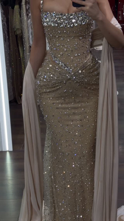 Crystal Beaded Corset Mermaid Evening Dress
