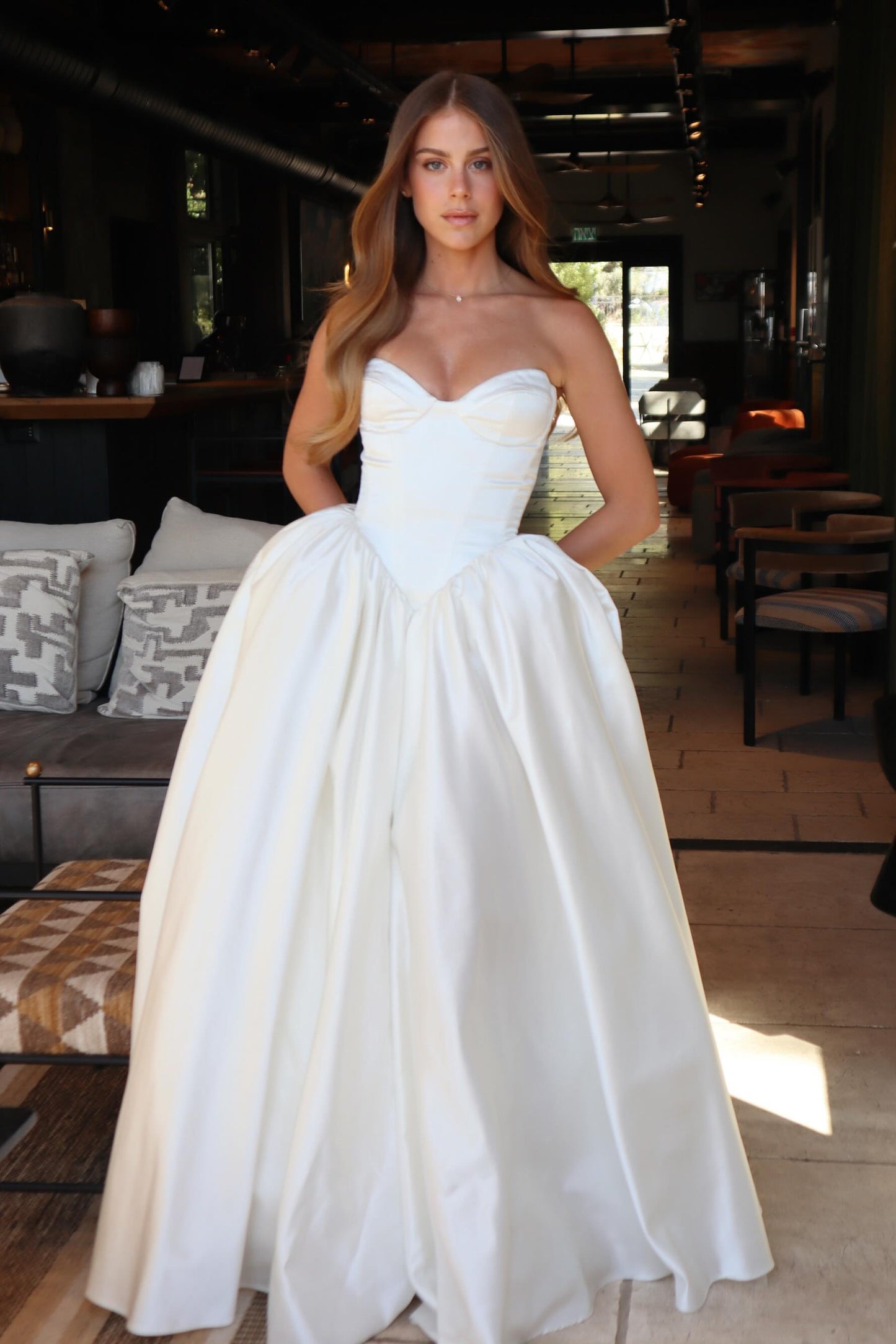 Strapless Basquewrapt Ball Gown Wedding Dress
