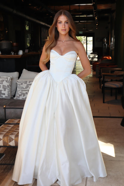 Strapless Basquewrapt Ball Gown Wedding Dress