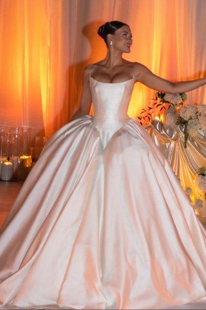 Strapless Ball Gown Wedding Dress with Corset Back