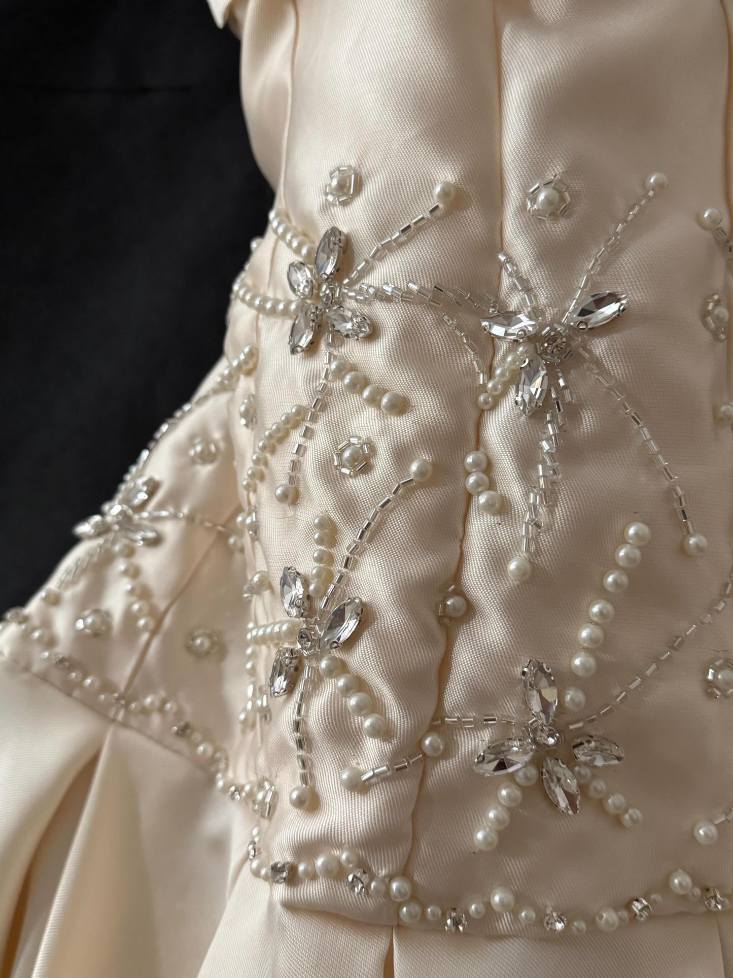Satin Corset Ball Gown with Beaded Waist Detail