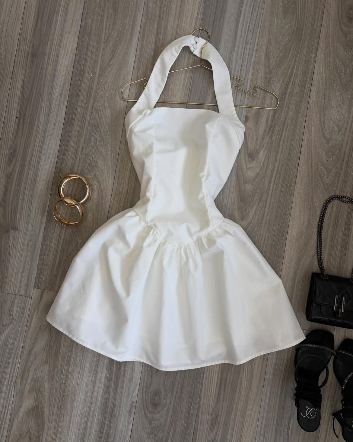 Halter Neck A-Line Mini Dress with Basque Waist