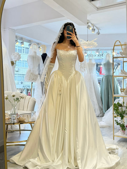 Strapless Satin Ball Gown Wedding Dress