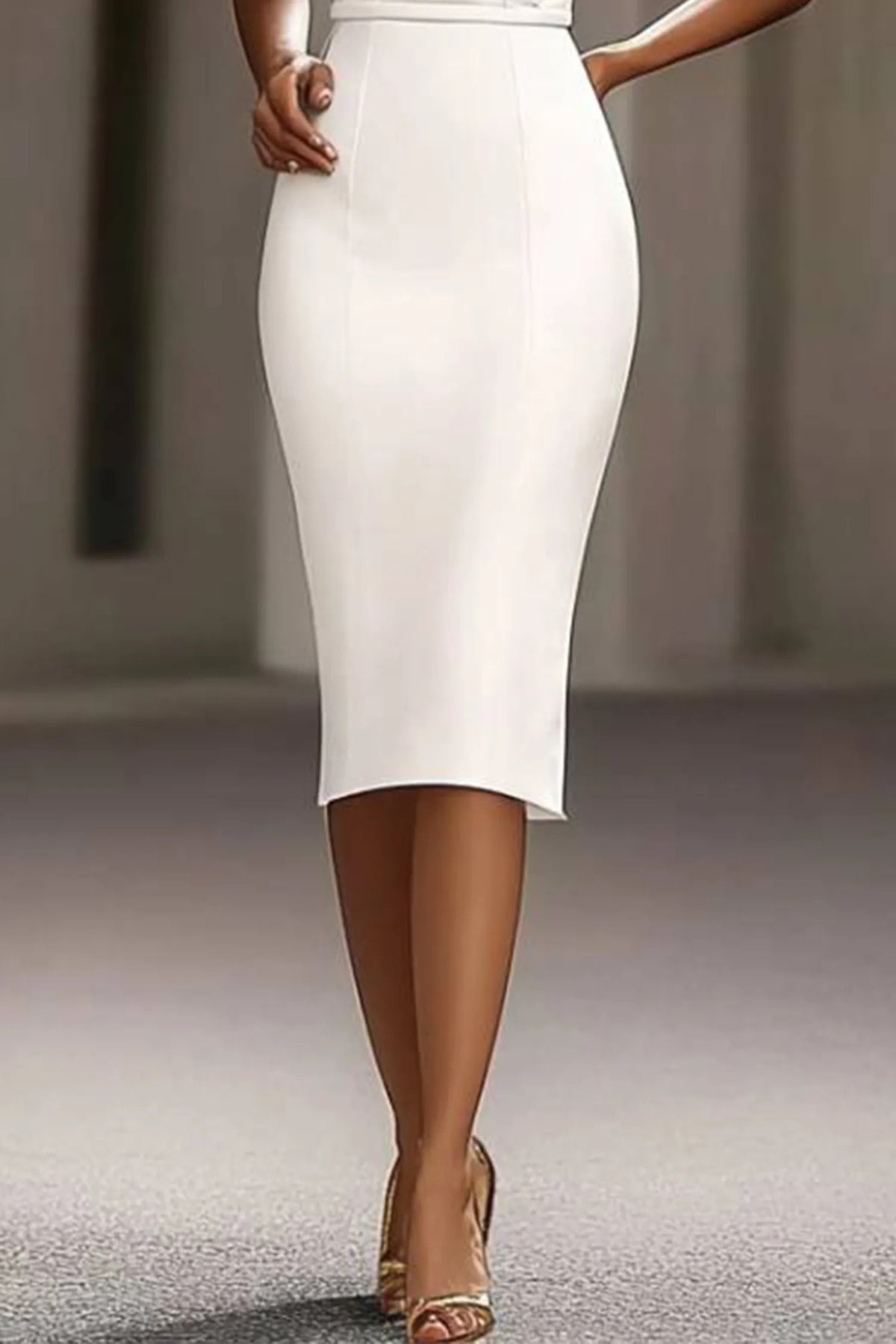 High Neck Halter Midi Sheath Dress