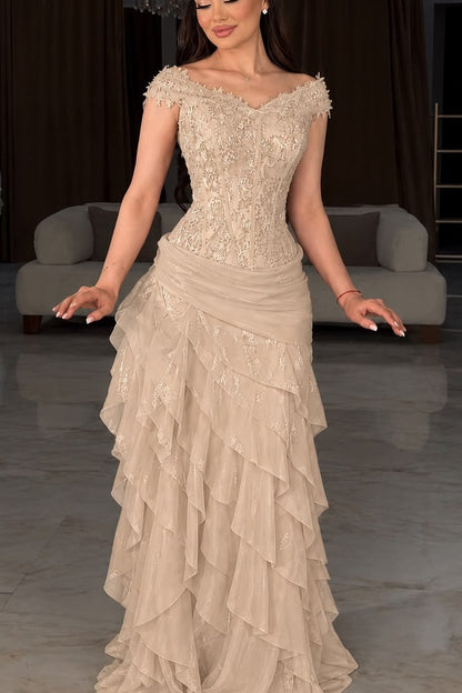 Corset Tiered Ruffle Evening Gown