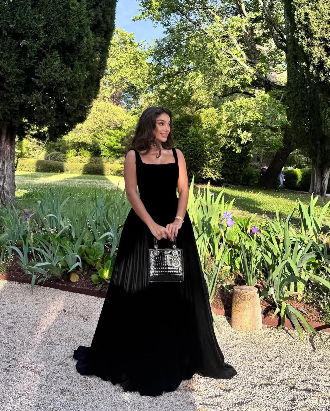 Square Neck Velvet Ball Gown Evening Dress