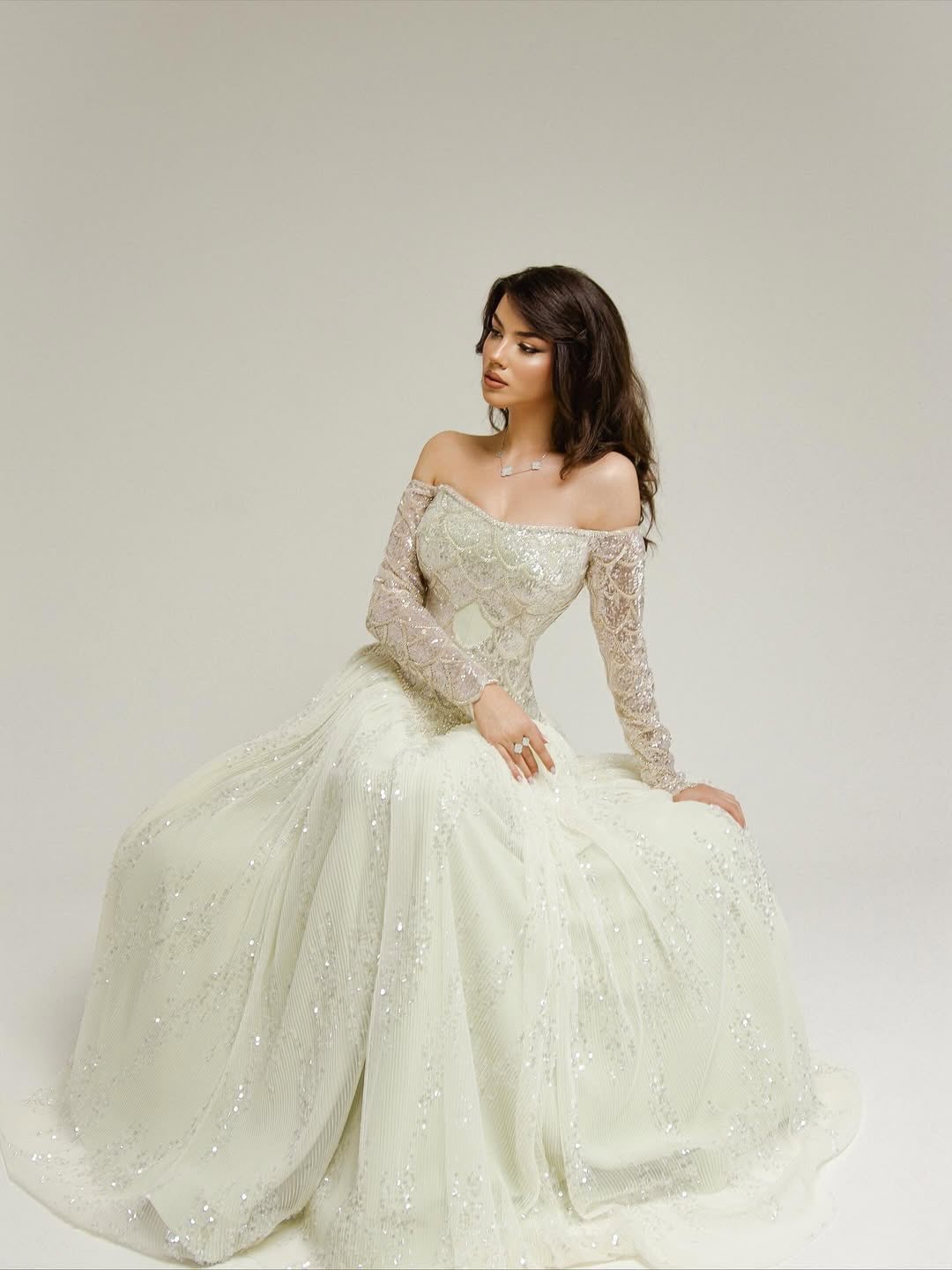 Off-Shoulder Beaded Ball Gown