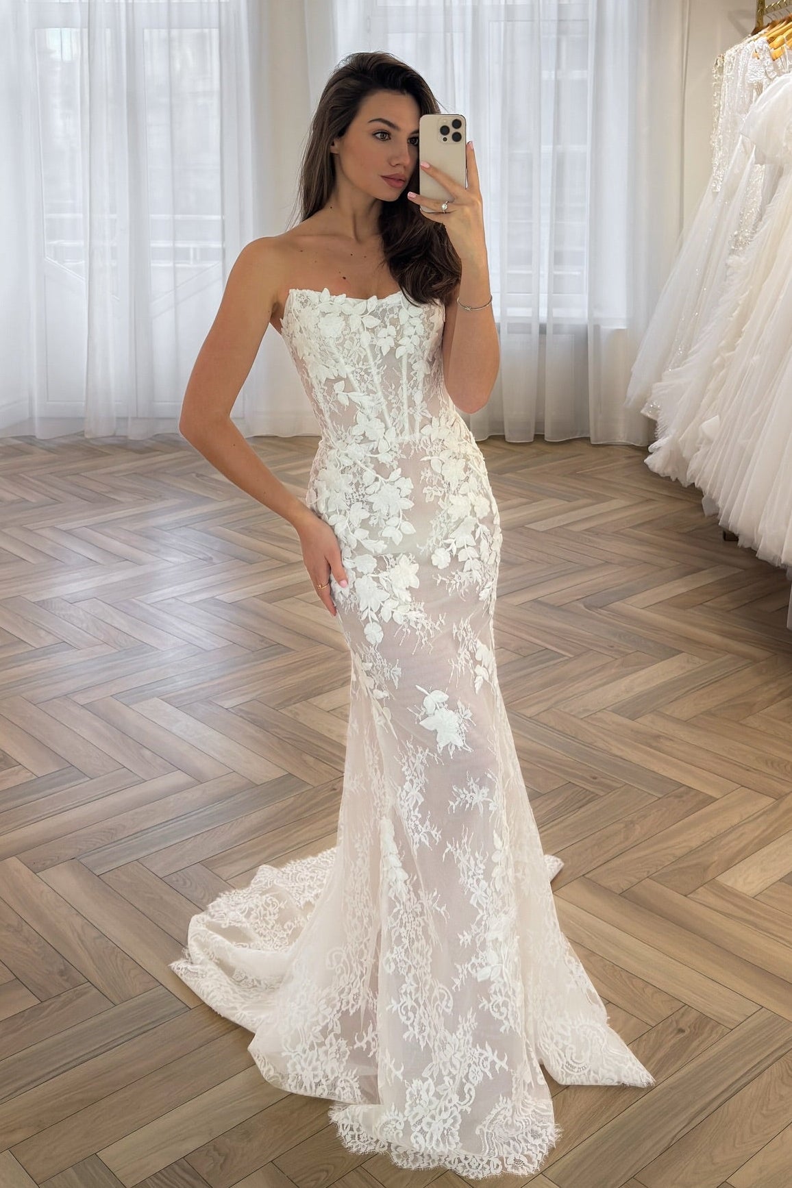 Strapless Lace Corset Mermaid Wedding Dress