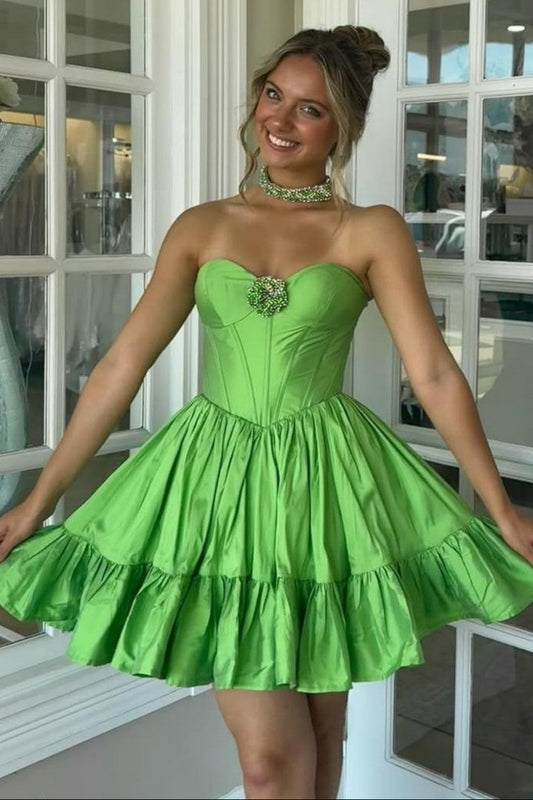 Strapless Corset Tiered Ruffle Mini Dress