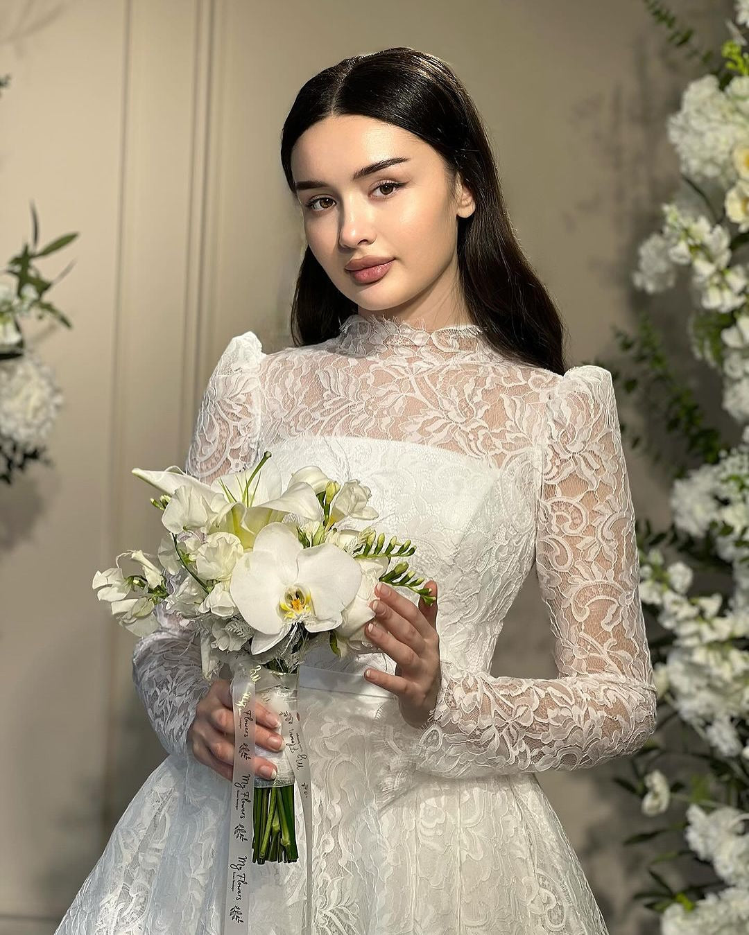 Long Sleeve Lace Ball Gown Wedding Dress