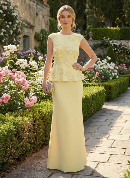 Elegant 3D Floral Peplum Floor-Length Gown