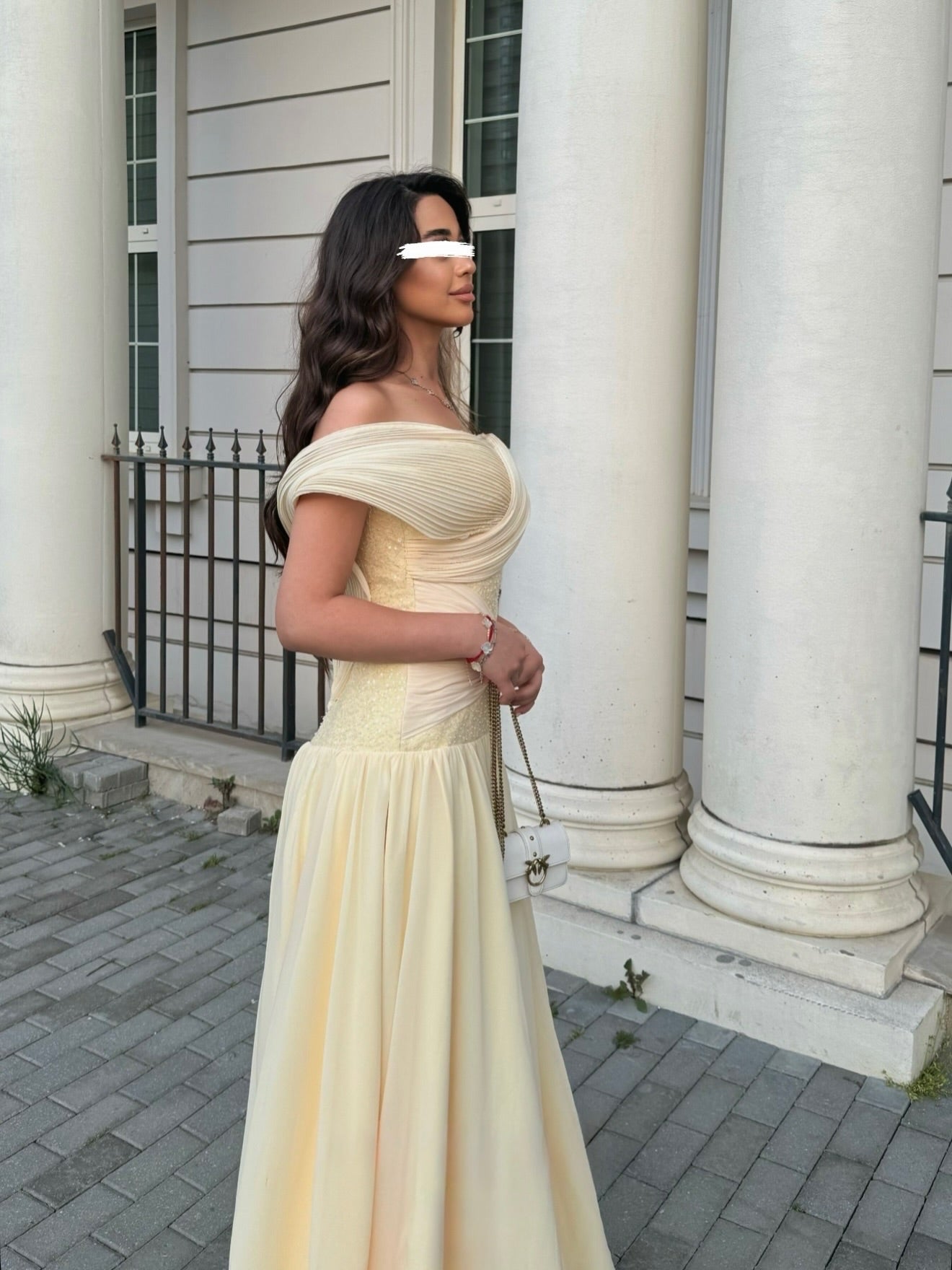 Off Shoulder Pleated Corset A-line Gown