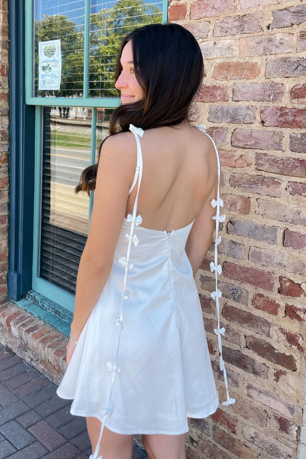 Satin Mini Dress with Bow-Tie Open Back