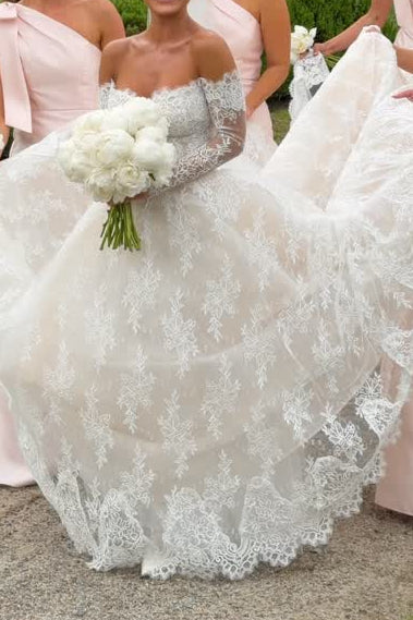 Lace Off-the-Shoulder Ball Gown Wedding Dress