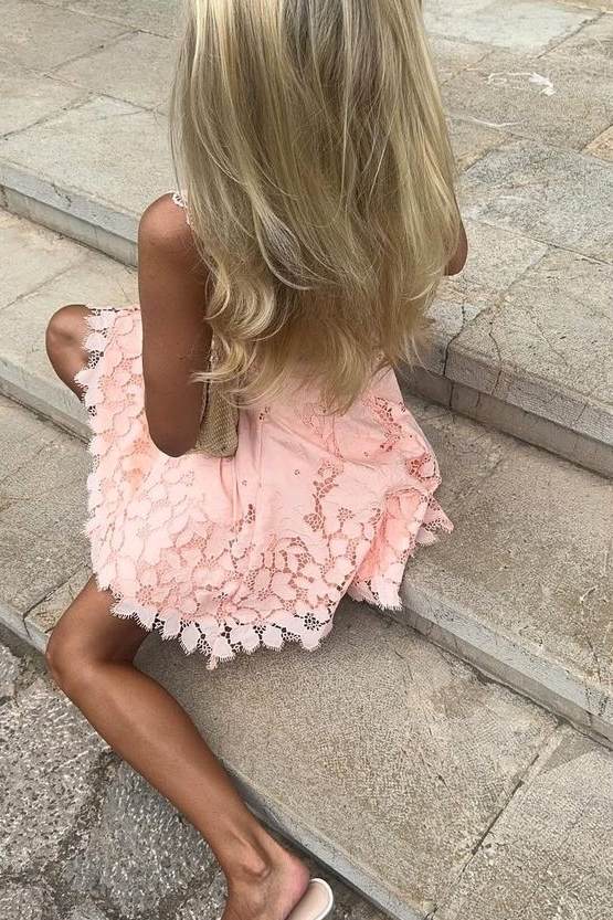 Lace Cut-Out A-Line Mini Dress