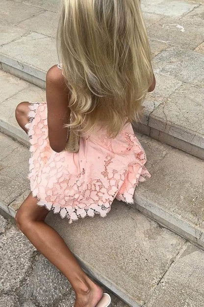 Lace Cut-Out A-Line Mini Dress