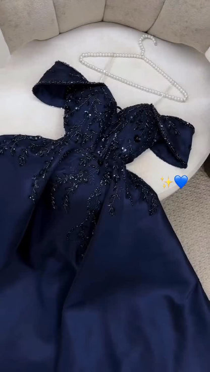 Off-Shoulder Beaded Ball Gown