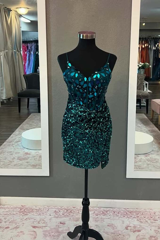 Embellished Corset Sequin Mini Dress