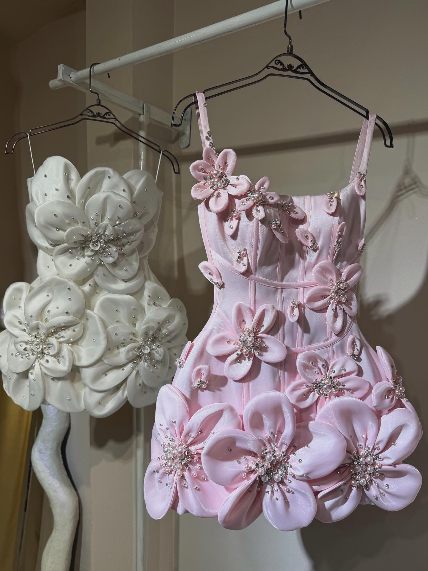 Floral Appliqué Corset Mini Dress