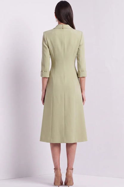 Collared Midi Blazer Dress with Flap Pockets