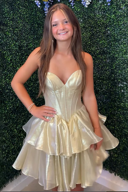 Strapless Corset Tiered Ruffle Mini Dress
