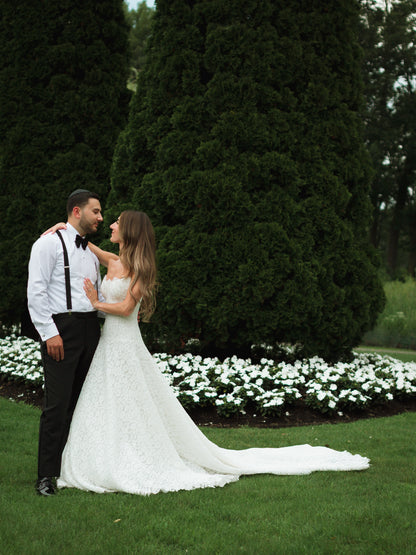 Strapless Lace A-Line Wedding Dress with Train