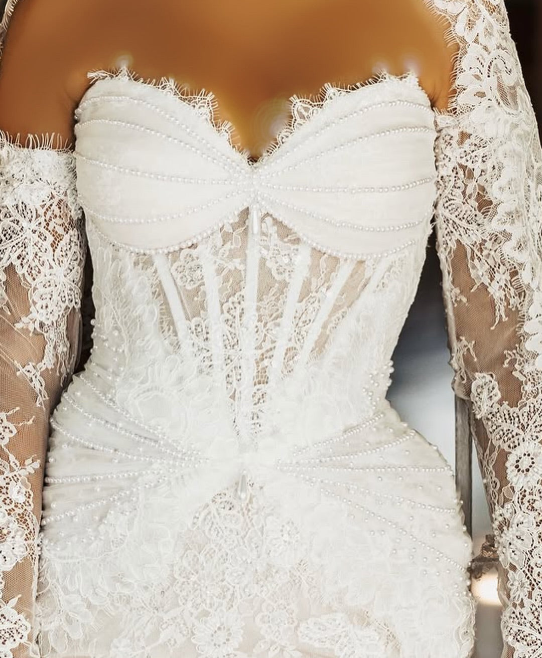 Off-Shoulder Lace Corset Wedding Dress
