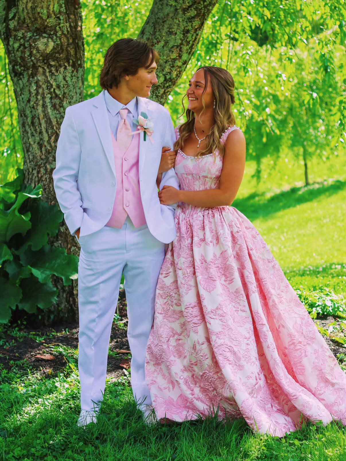 Floral Jacquard Corset Ball Gown