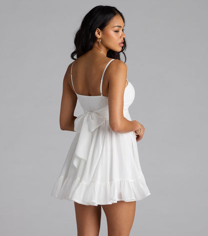Sweetheart Chiffon Tie-Back Mini Dress