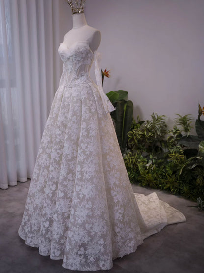 Off Shoulder Lace Corset A-Line Wedding Gown