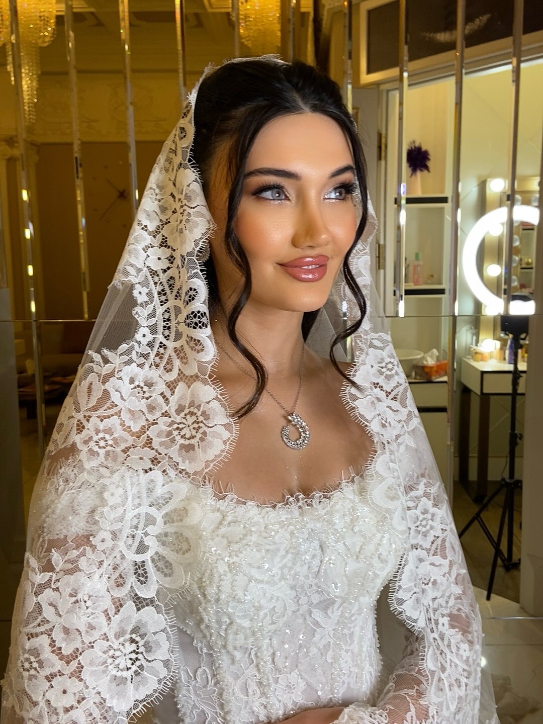 Off-the-Shoulder Lace Long Sleeve Ball Gown Wedding Dress